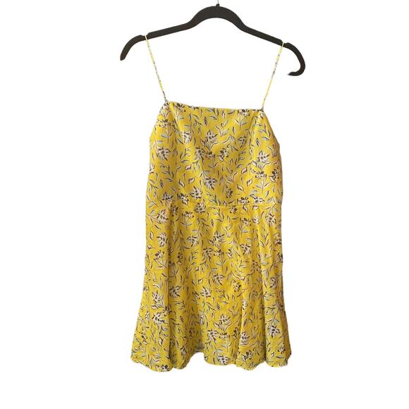 ALICE + OLIVIA Glinda Floral Silk-Cotton A-Line Swinging Sunbeam Yellow Dress 10 - Picture 1 of 7